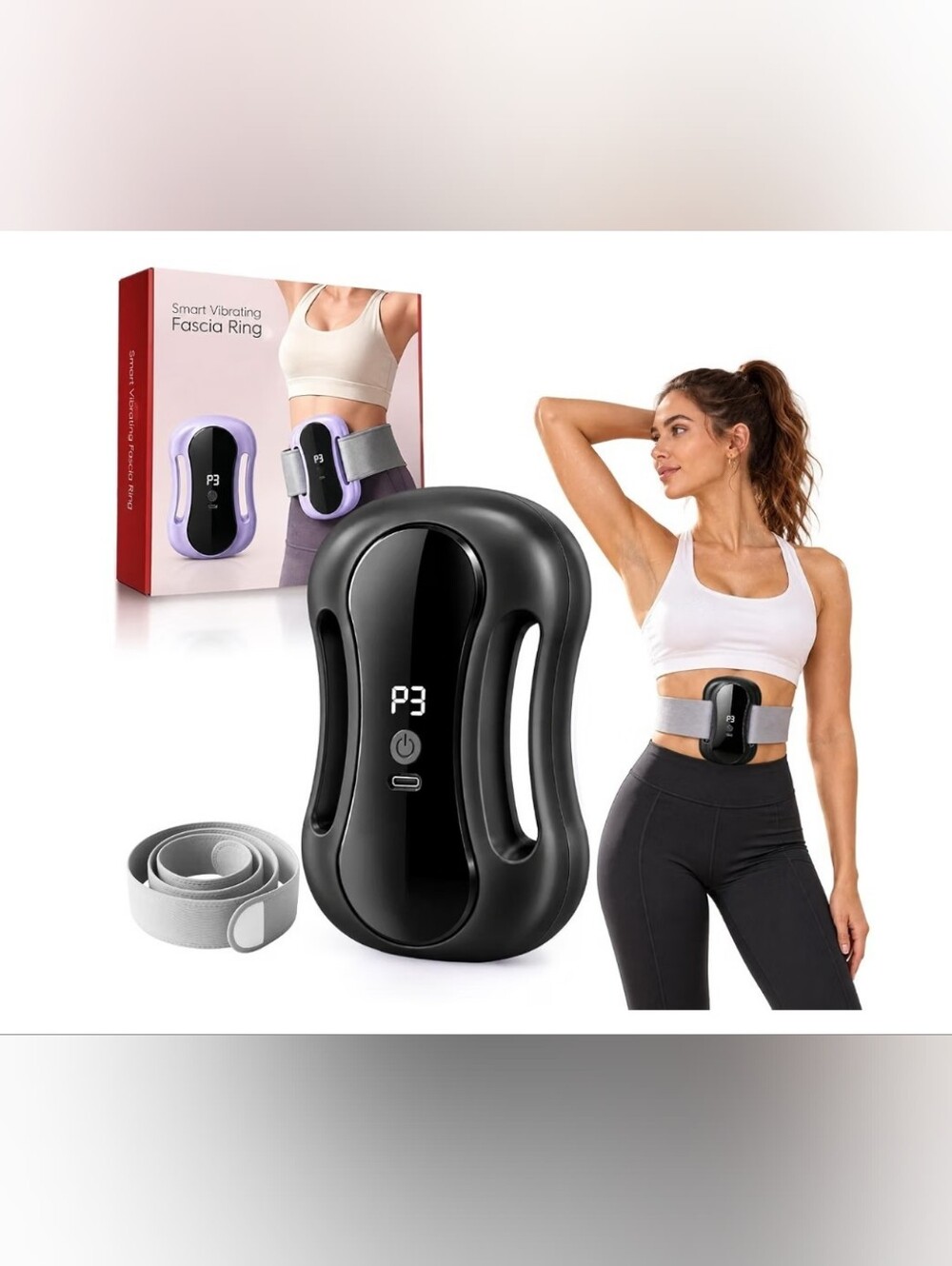 Electric Body Fascia Ring Massage 8 Modes for Waist Back Leg Large LCD Screen